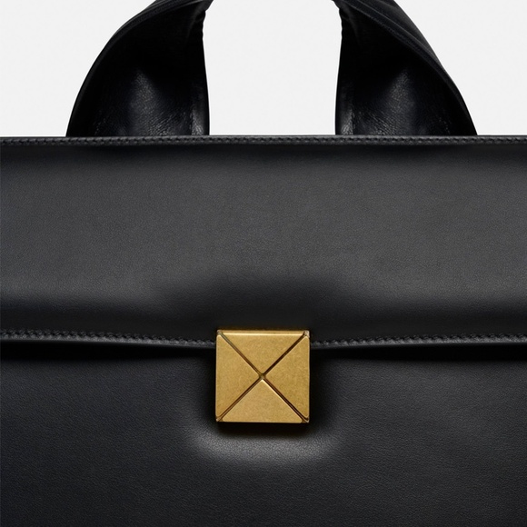 353. NANUSHKA THE SANDI LOCK Top Handle Bag Black Leather $845 NWT - Picture 4 of 6